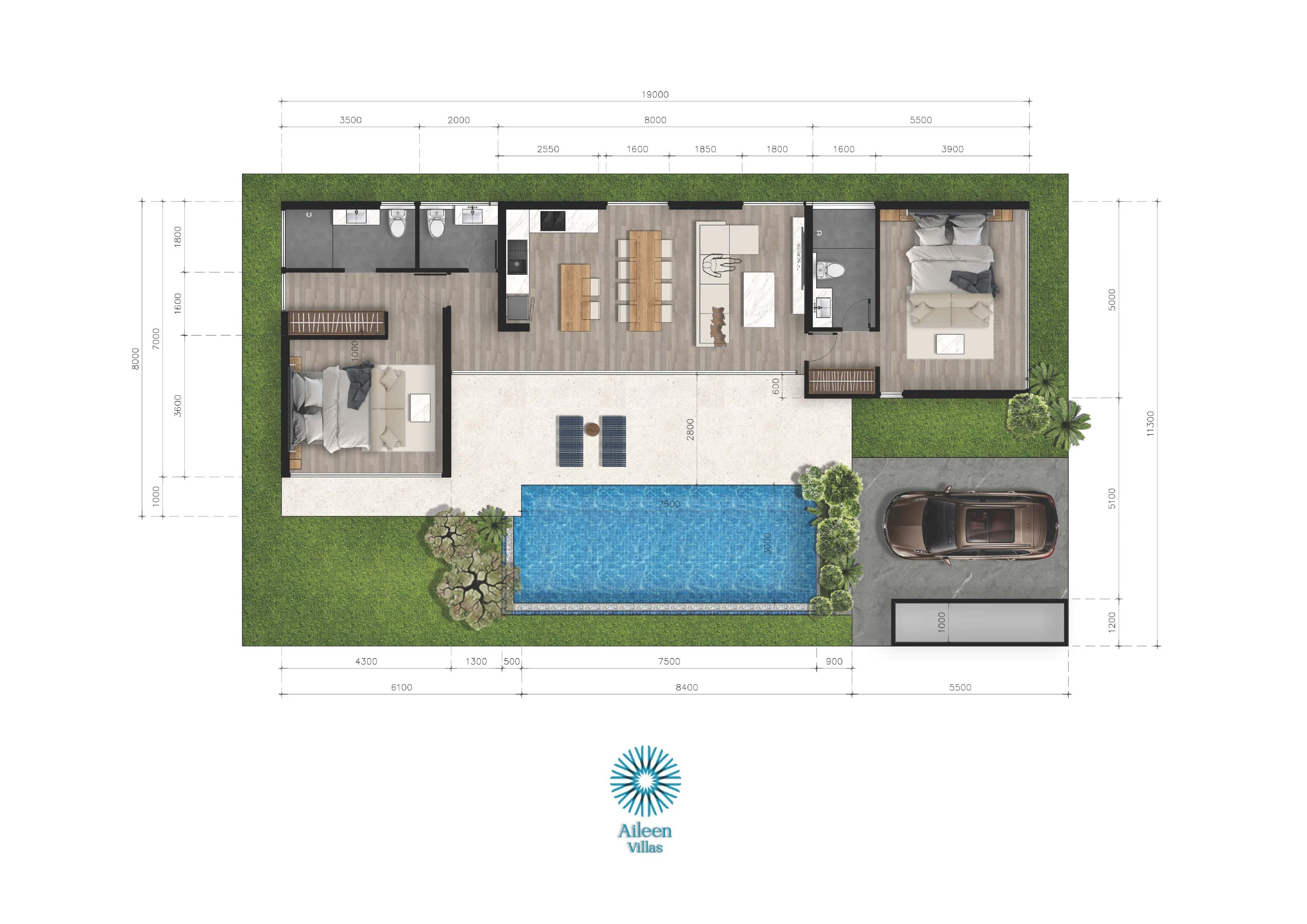 Aileen Villas Naithon 2 bedroom floor plan