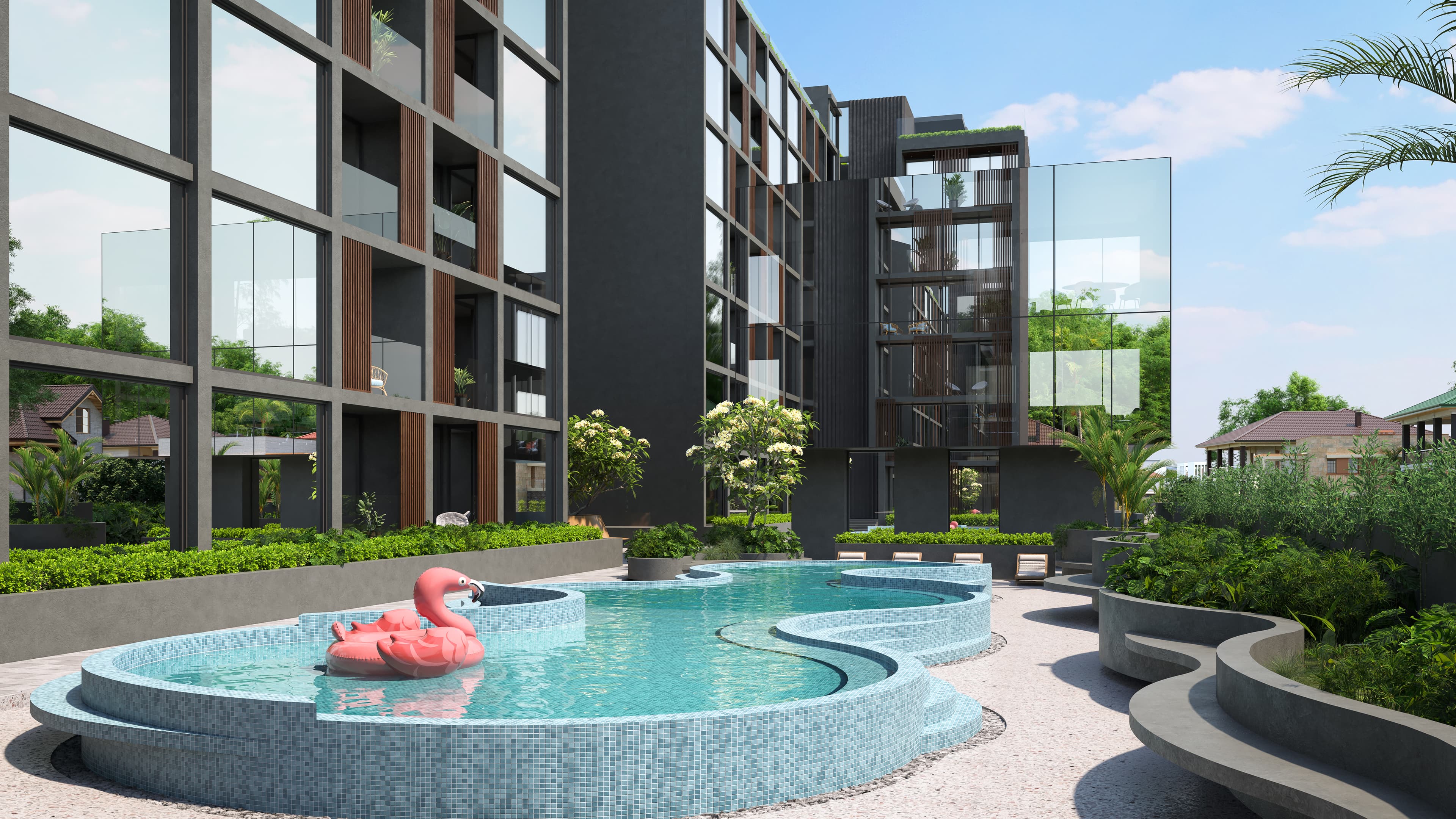 Essence Residences rooftop pool — modern resort-style living in Rawai Phuket