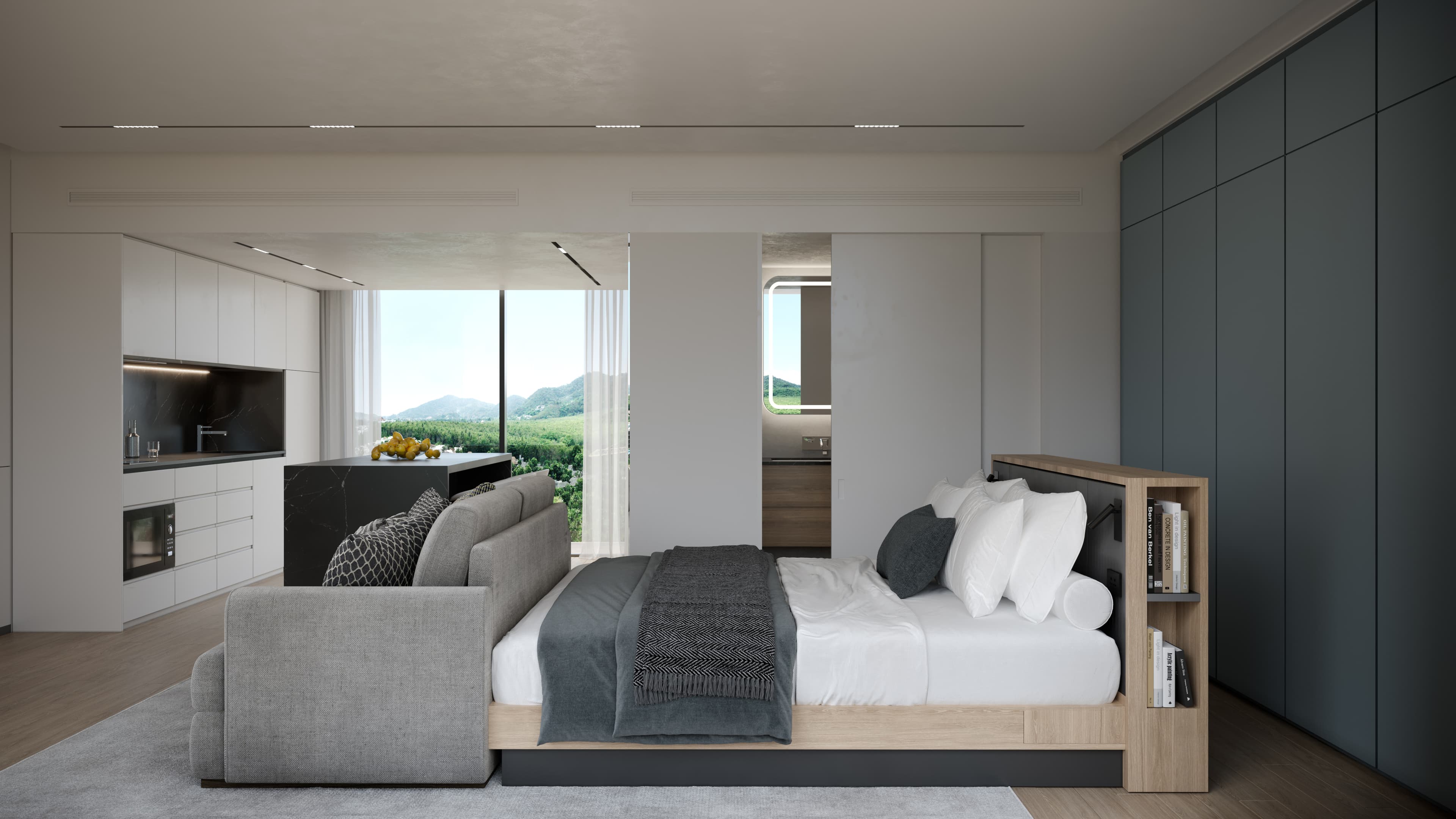 Essence Residences studio interior — modern living space in Rawai