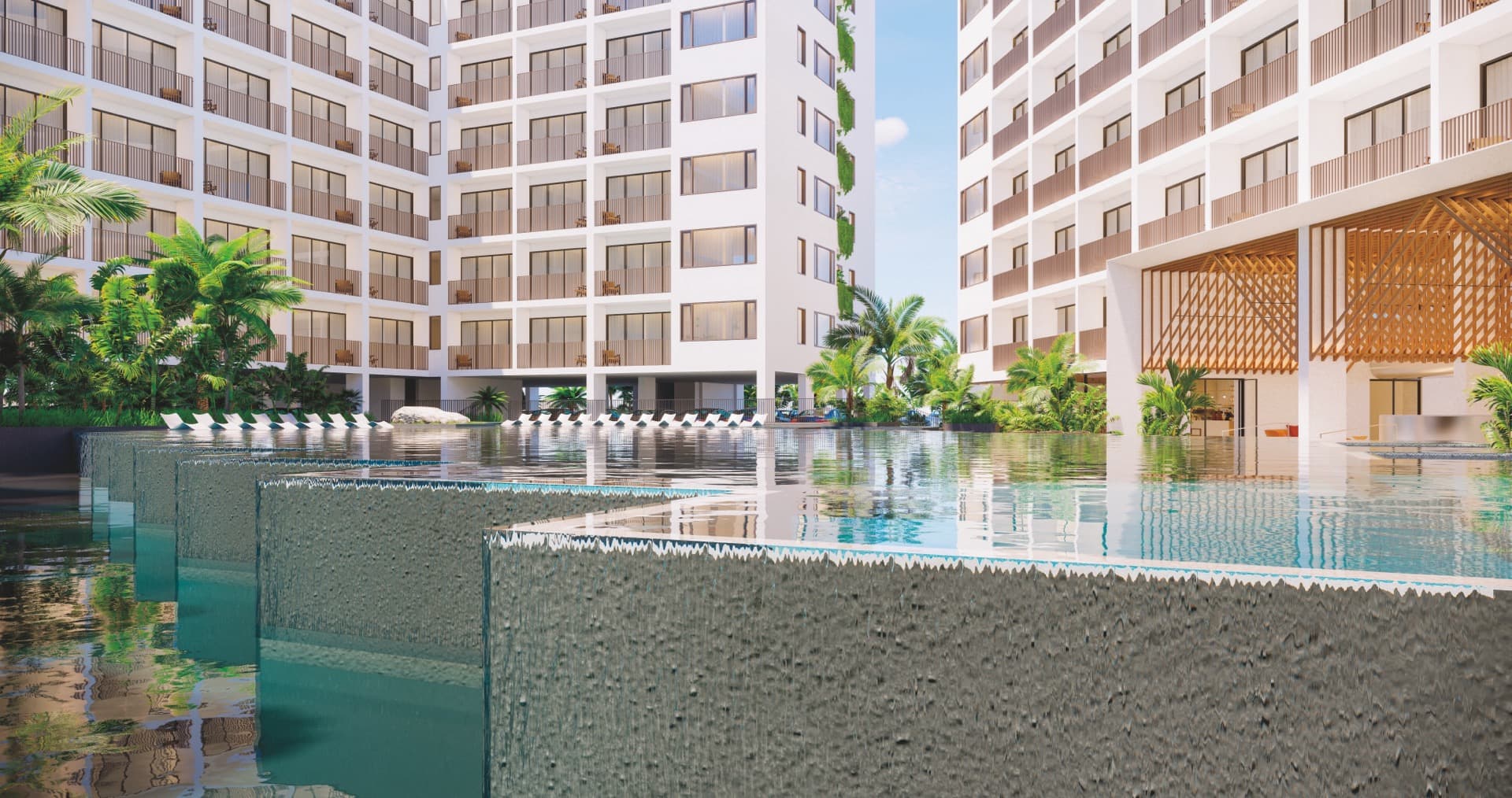 Infinity pool with glass edge